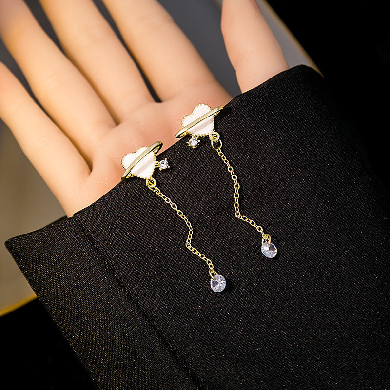 Wholesale Tassel Inlaid Diamond Butterfly Flower Pearl S925 Silver Needle Alloy Earrings ACC-ES-MDD011