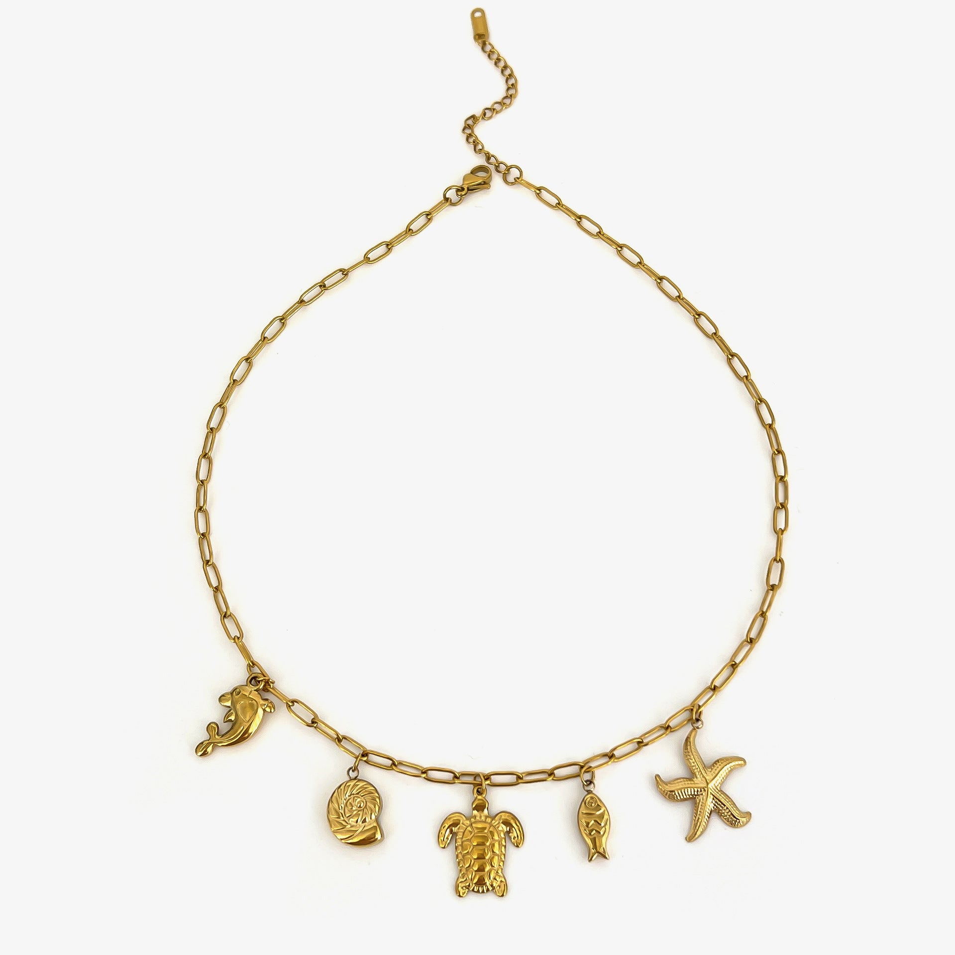 Wholesale Marine Wind Stainless Steel Conch Sea Star Sea Turtle Dolphin Fish Pendant Necklace