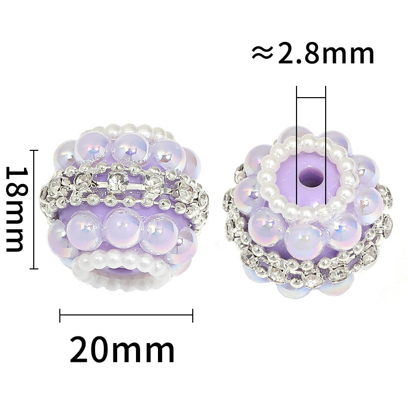Wholesale 5pcs Heavy Color Pearl Diamond Ball Beaded Rhinestone Chain Full Diamond Beads Diy Accessories ACC-BDS-BLG093