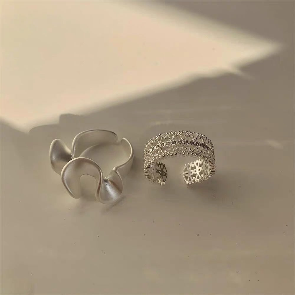 Wholesale Wave and Skirt Zircon Lace Opening Adjustable Rings