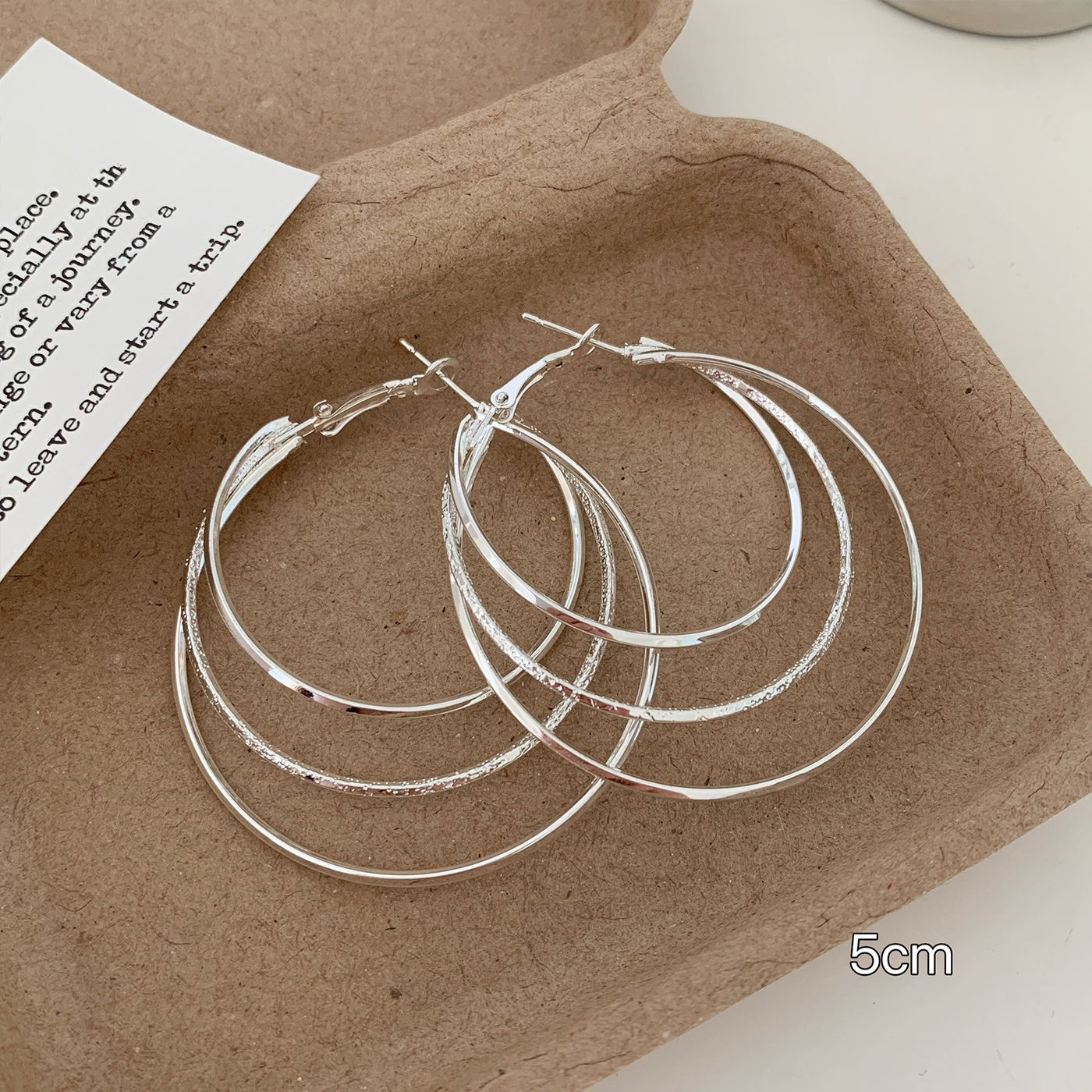 Wholesale Large earrings  suitable silver needle earrings large circle plain earrings