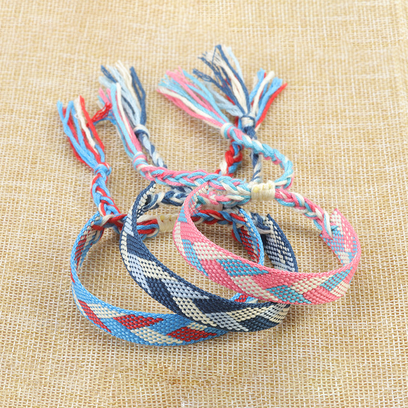 Wholesale Bohemian ethnic style cotton and linen woven bracelet