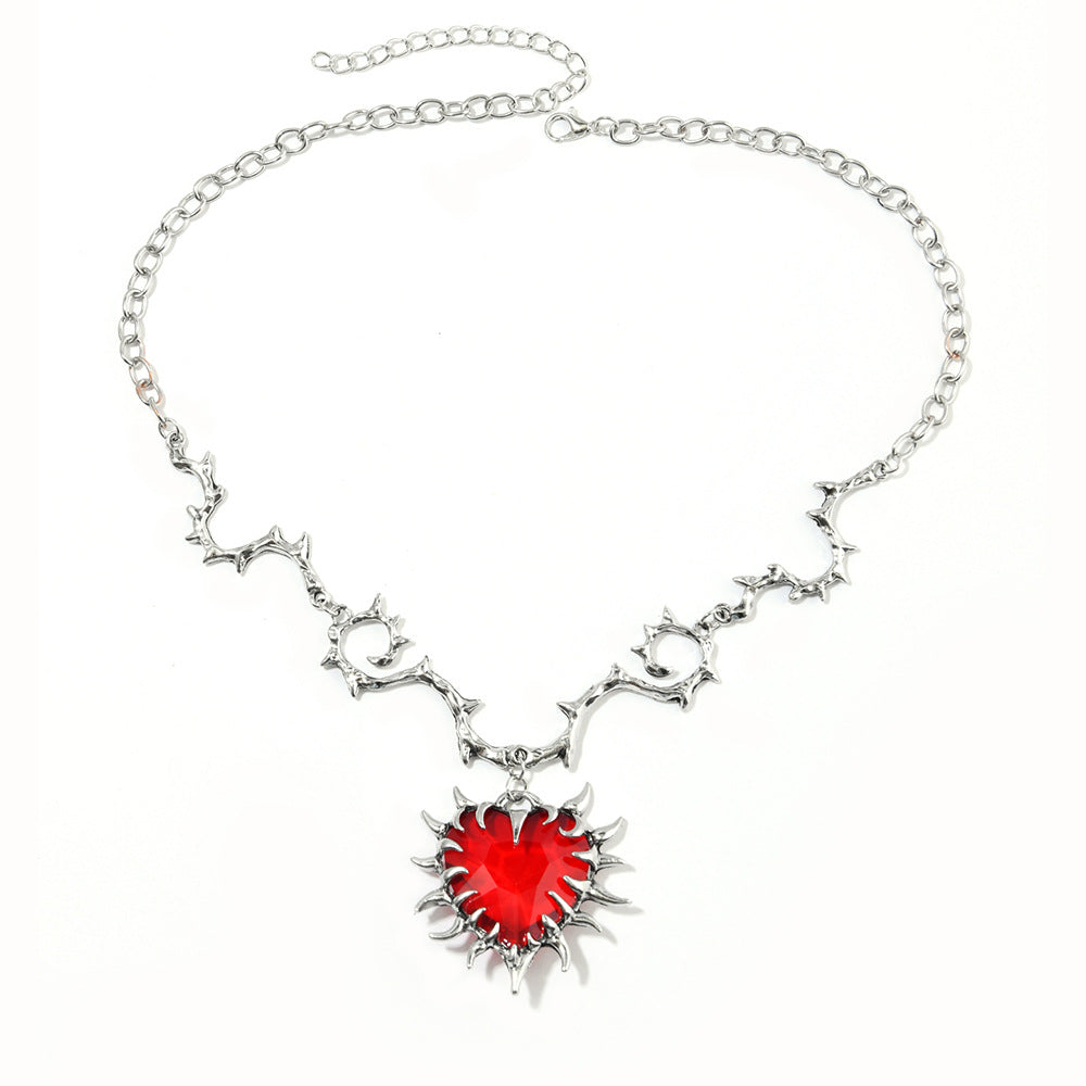 Wholesale Red Gothic Punk n Heart Pendant Necklace - Chic Jewelry Accessory for Gift