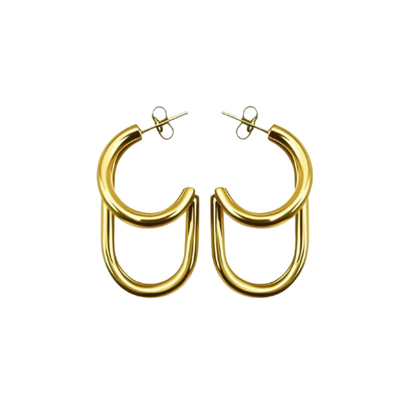 Wholesale Geometric Patchwork Titanium Steel Stud Earrings