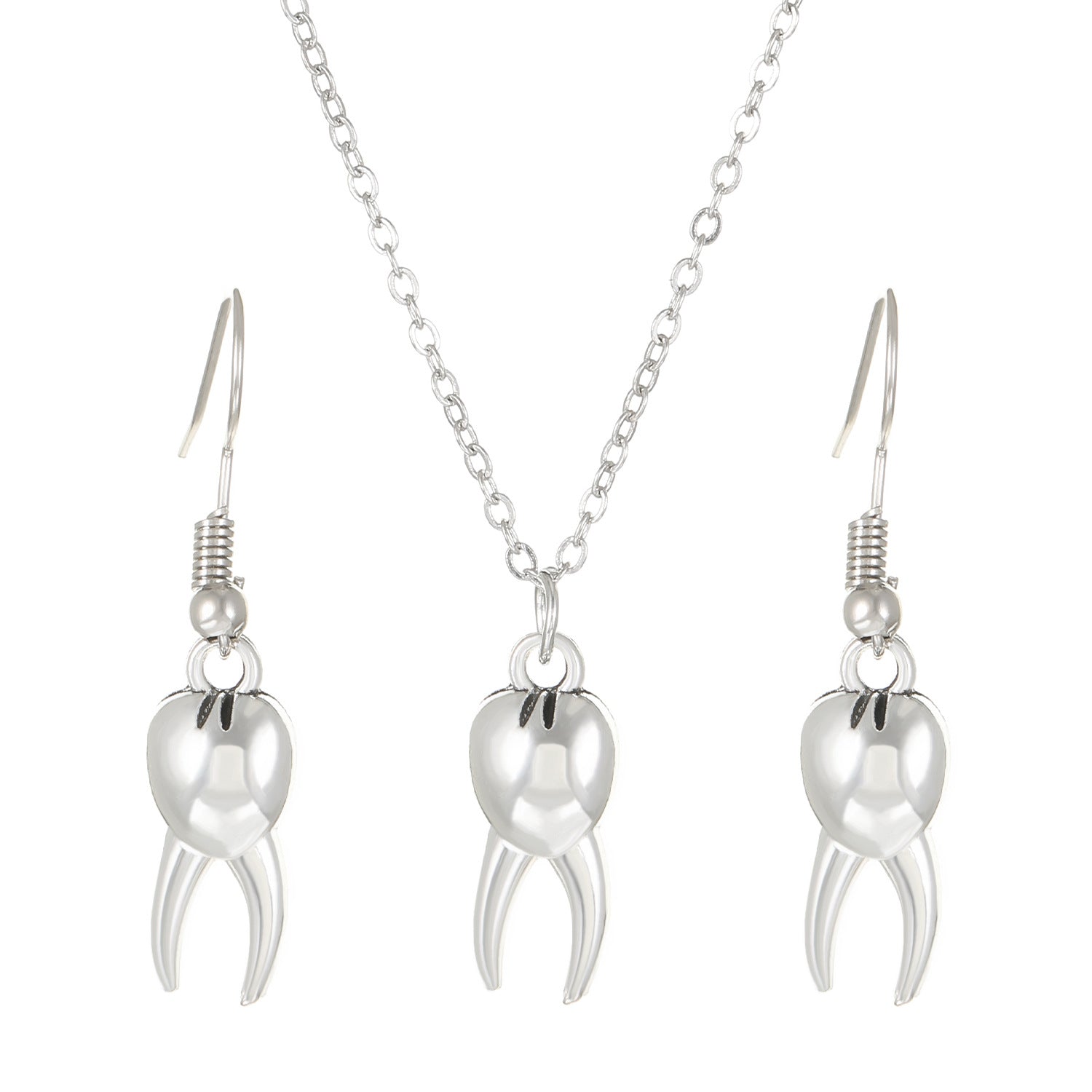 Wholesale Trendy Alloy Jewelry Set - Cup Hot Air Balloon Teeth Earrings and Necklace,  Fashion Accessory for Resale