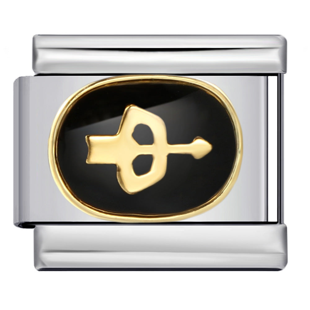 Wholesale Italian Charm Bracelet 9mm DIY Splicing Removable Black Zodiac Stainless Steel Composable Bracelet