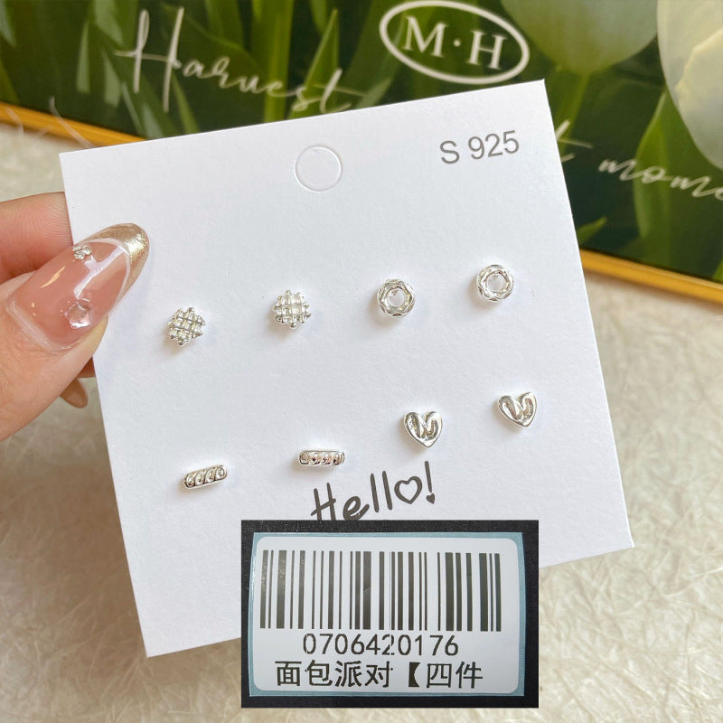 Wholesale Silver zircon butterfly flower star earring set