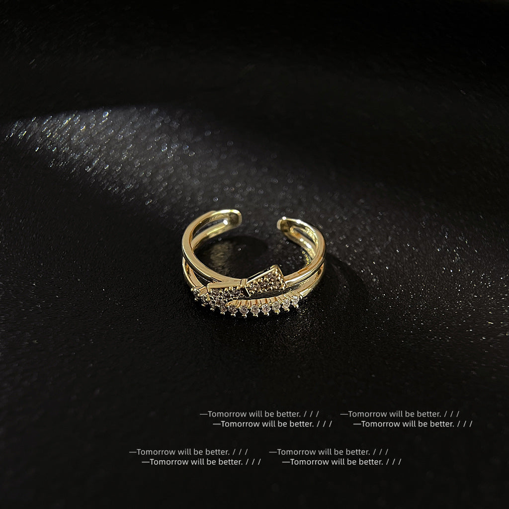 Wholesale Zircon Ring Electroplated Split Ring Adjustable Rings ACC-RS-Eryu001