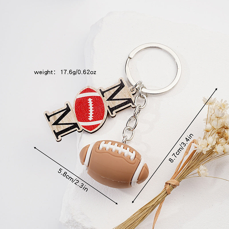 Wholesale Simulated Rugby Keychain Pendant Mother's Day Gift Keychain Sports Event Peripheral Key Pendant ACC-KC-HuiWen008