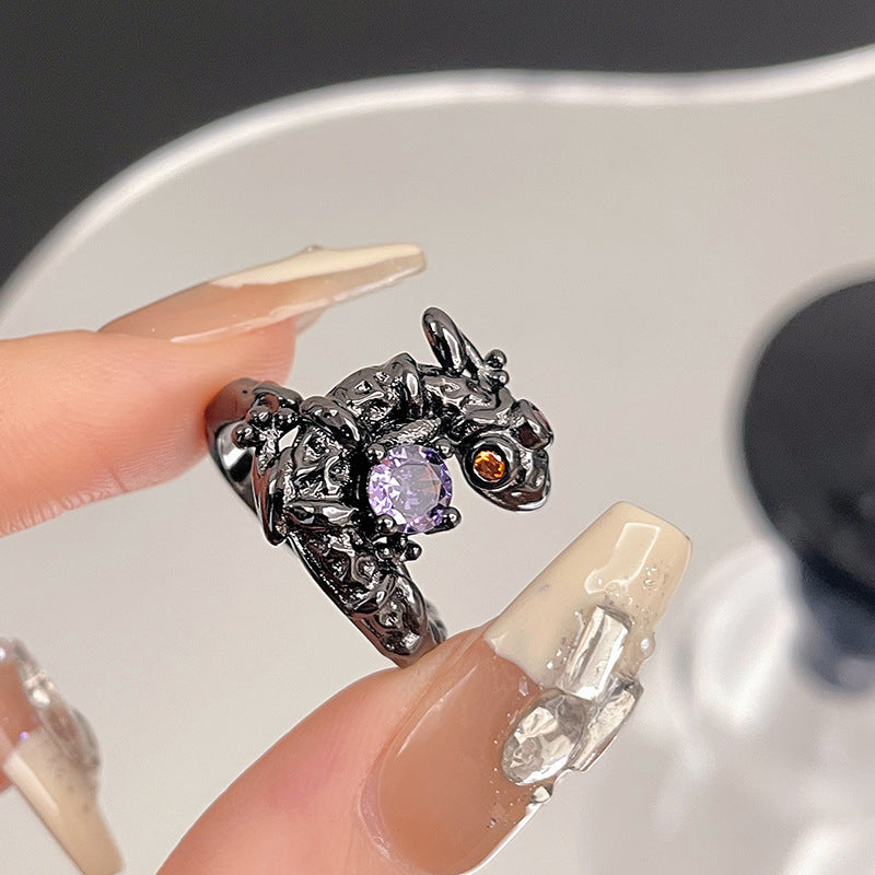 Wholesale Dark Purple Zirconia Open Ring Adjustable Rings ACC-RS-JiuHao011