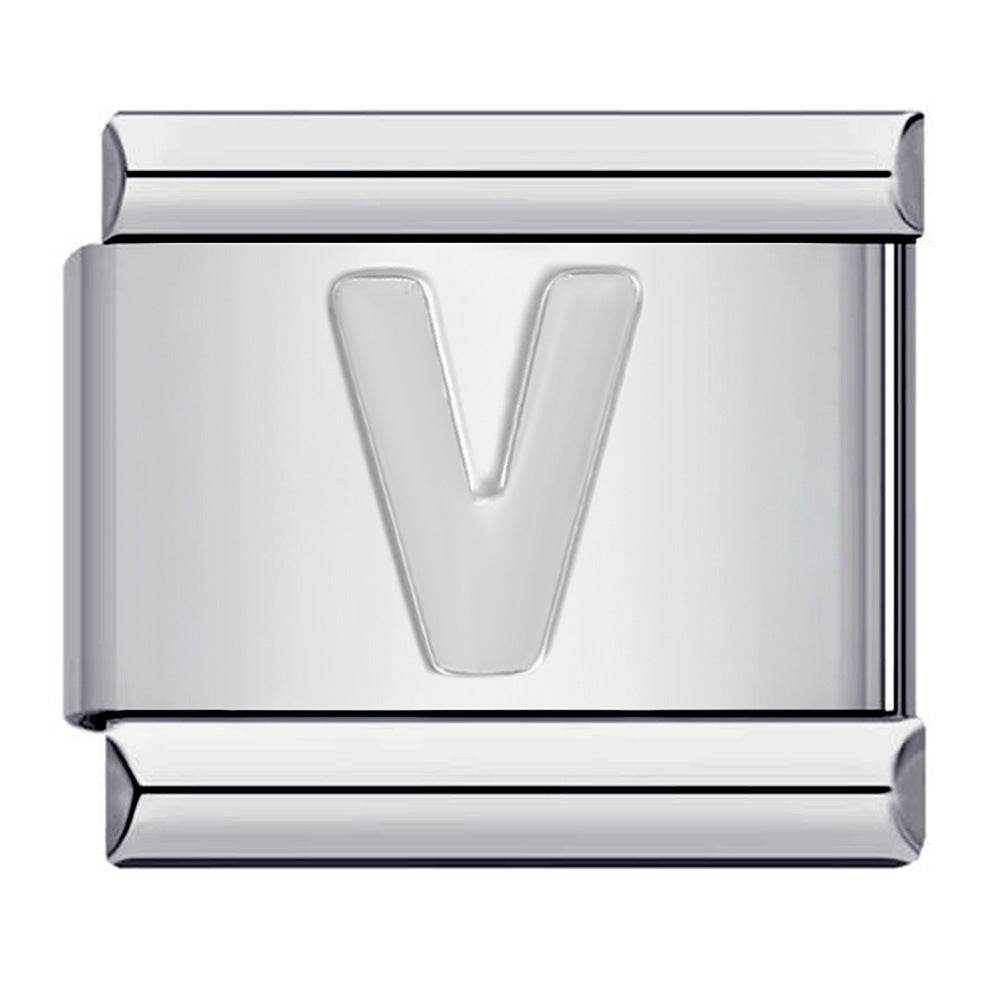 Wholesale Italian Charm Bracelet 9mm DIY Splicing Removable Silver Concave Letters Stainless Steel Composable Bracelet