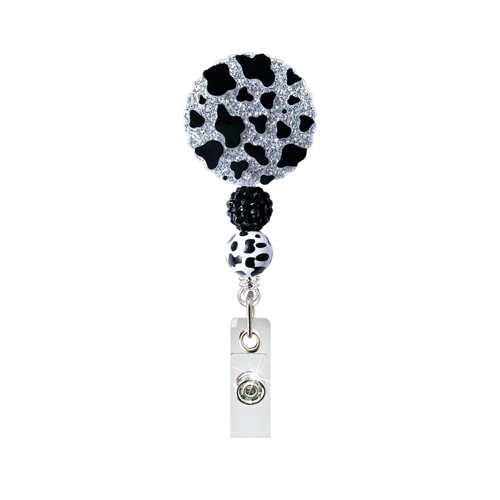 Wholesale Acrylic Leopard Print Cat Badge Reel Keychain with Clip,  Car Key Accessory