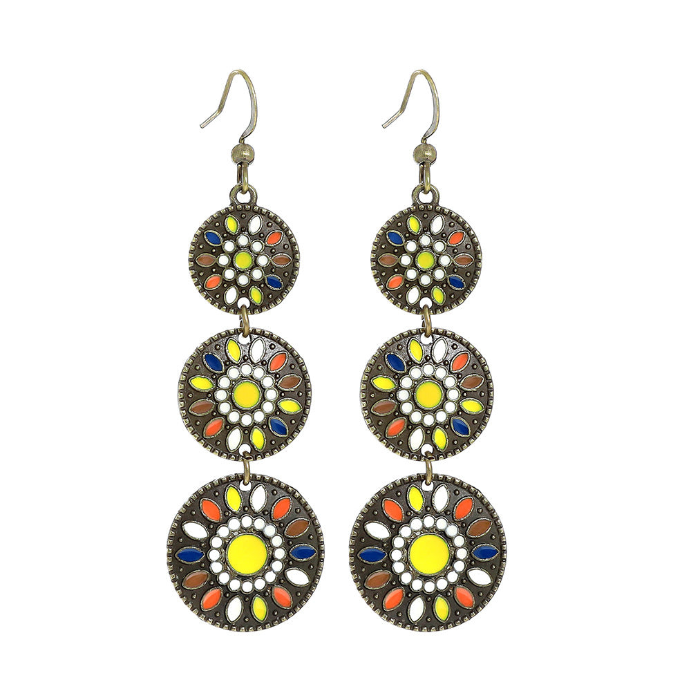 Wholesale Alloy Vintage Flower Earrings Set Bohemian Style Jewelry Accessory