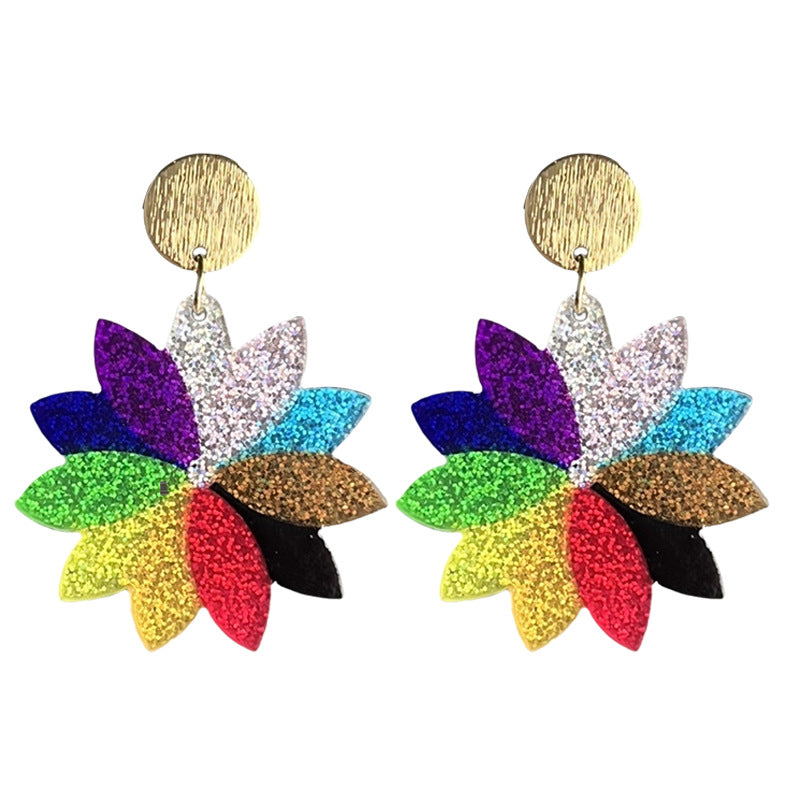 Wholesale Rainbow Crowd Element Colorful Earrings