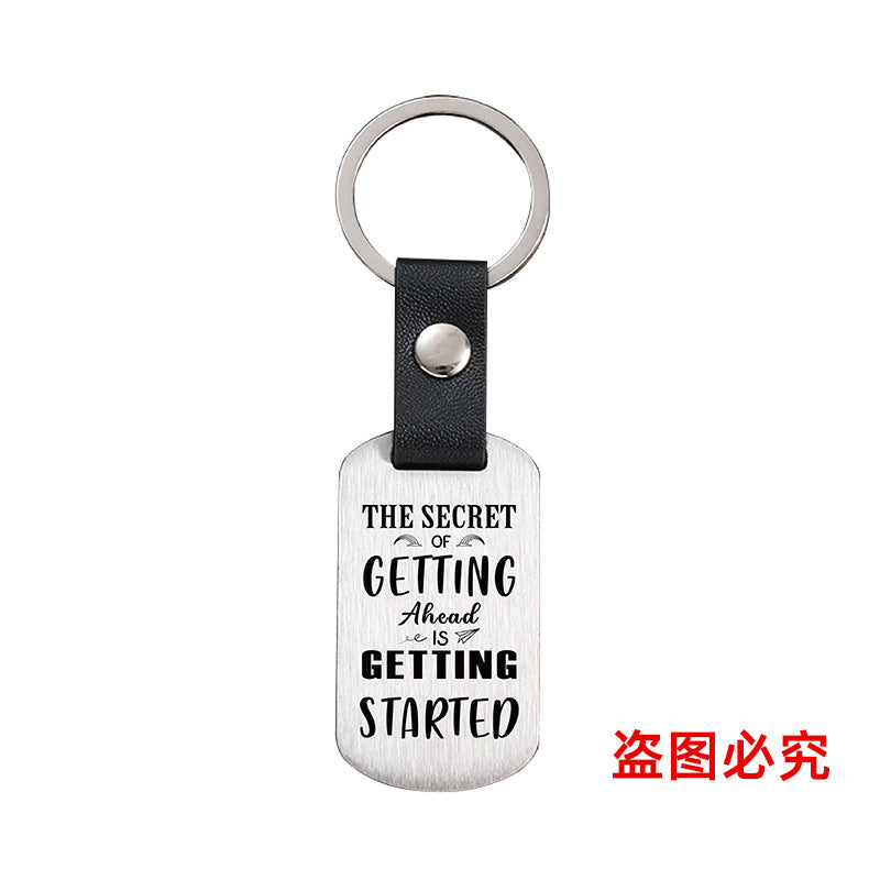 Wholesale Motivational Positive Metal Leather Keychains ACC-KC-GangGu032