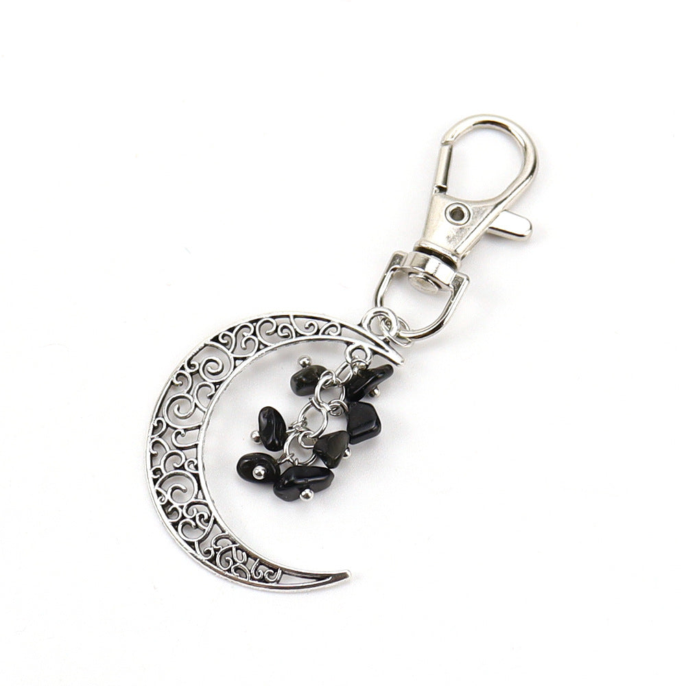 Wholesale Moon Gravel Grape Bunch Natural Crystal Rough Stone Keychain ACC-KC-HanX003