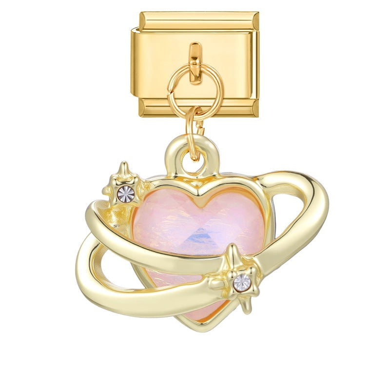 Wholesale Italian Charm Bracelet 9mm DIY Splicing Colored Gold Pendant Stainless Steel Composable Bracelet