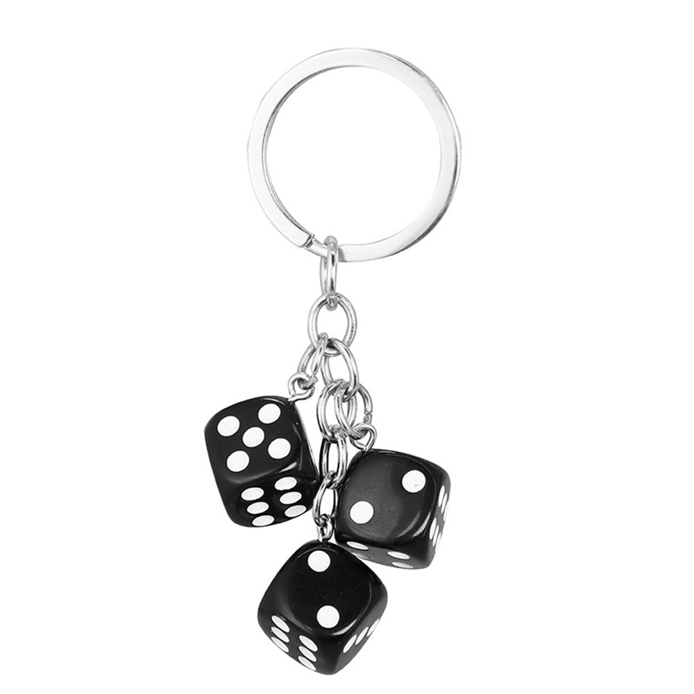 Wholesale Creative Resin Dice Keychain Bag Charm - Black,  Cross/ Crown/ Roman Numeral Pattern,  Chic Car Key Accessory