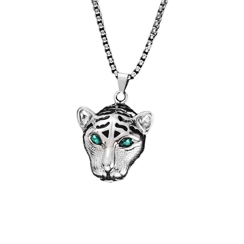 Wholesale Leopard Head Men' s Necklace Zinc Alloy Drip Oil Fashion Accessory Boutique Gift
