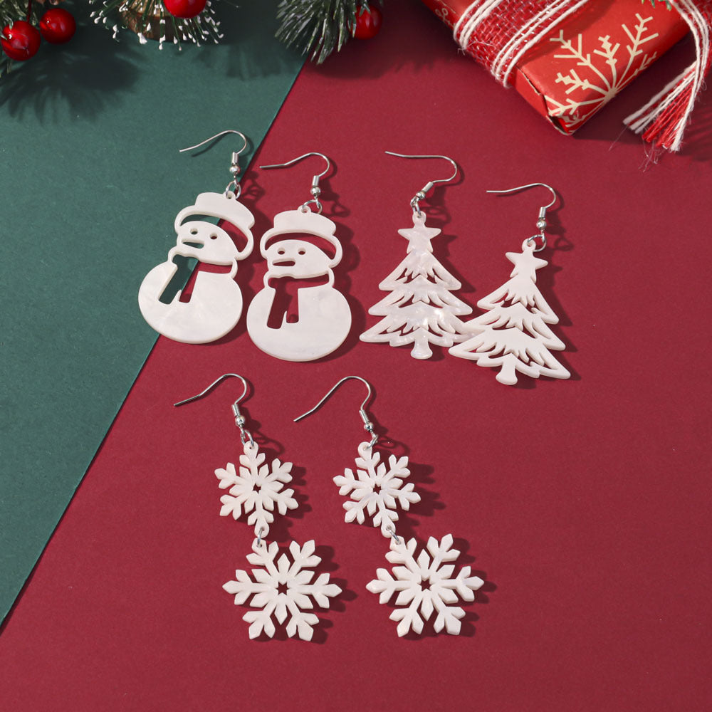 Wholesale Christmas-themed glittery acrylic earrings