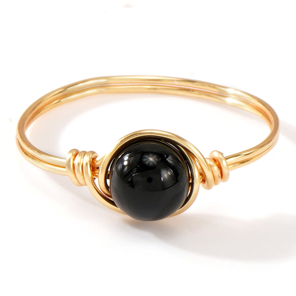 Wholesale Natural Stone Ring Light Luxury Elegant Niche Design Jewelry Accessory Gift