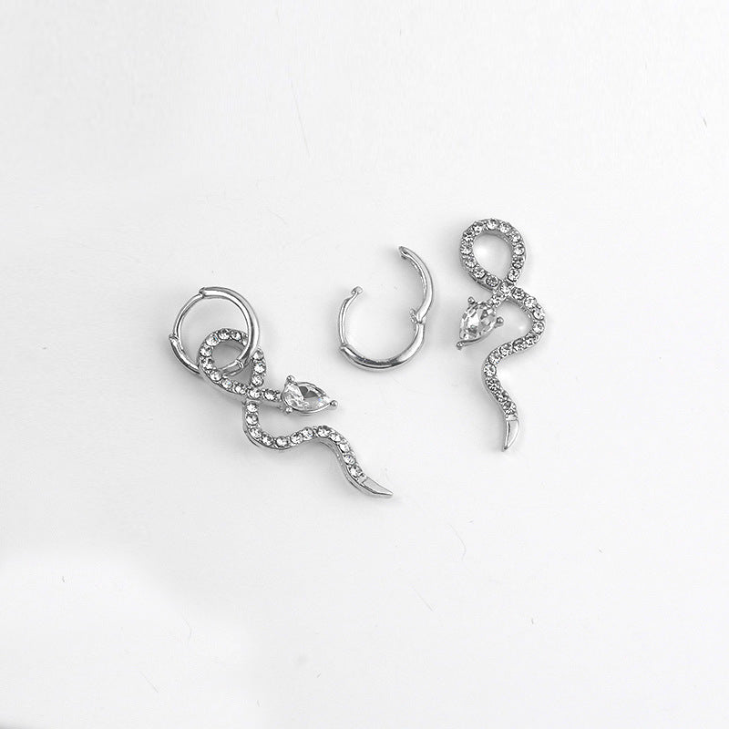 Wholesale  alloy snake full diamond earrings