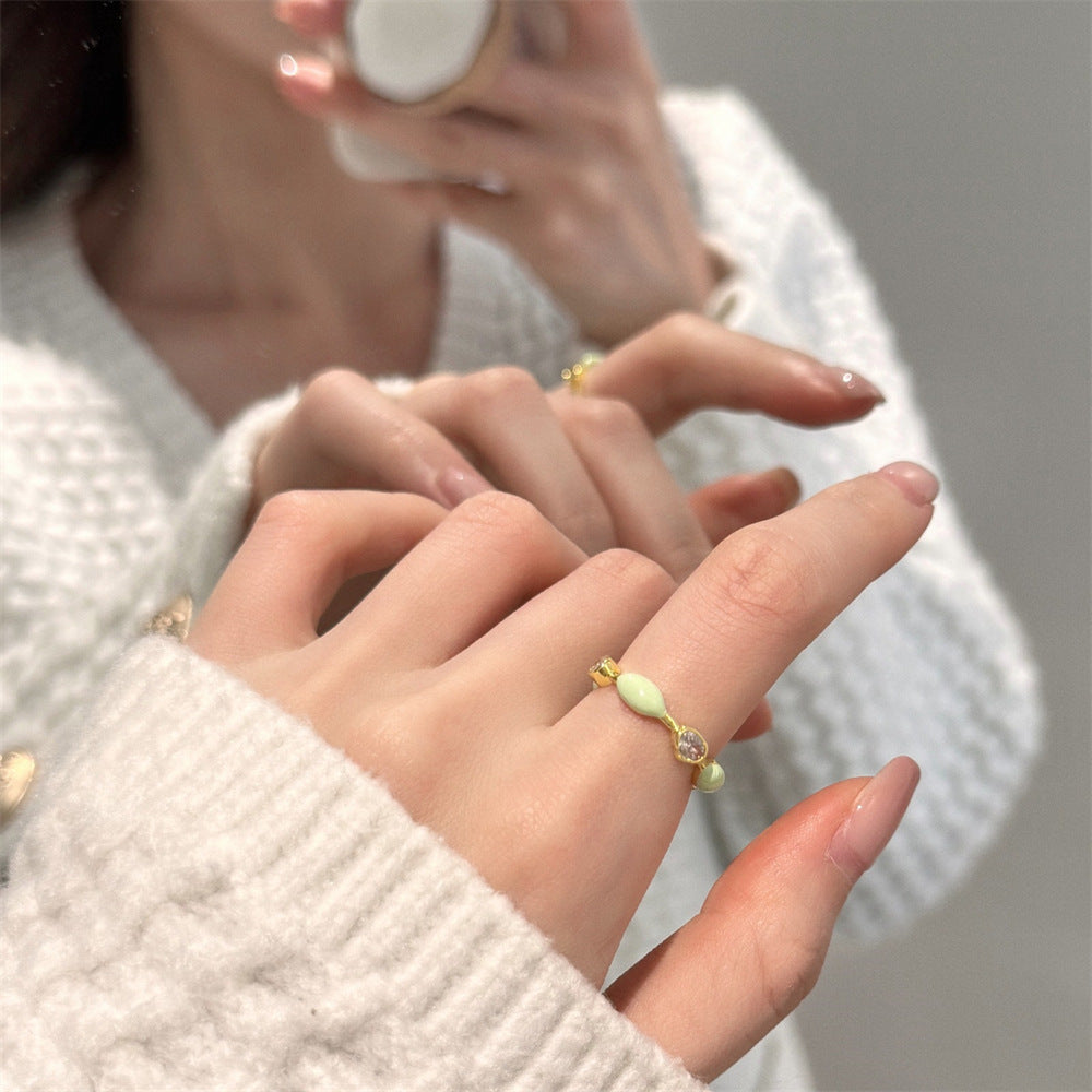 Wholesale Colored Enamel Butterfly Ring Pearl Open Ring ACC-RS-Yues008