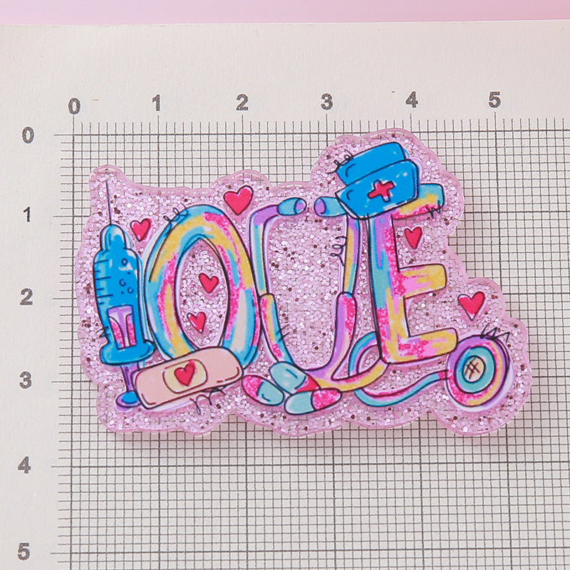 Wholesale 10pcs DIY Flatback Cartoon Acrylic Flatback Badge Reels Retractable Keychain DIY Accessories