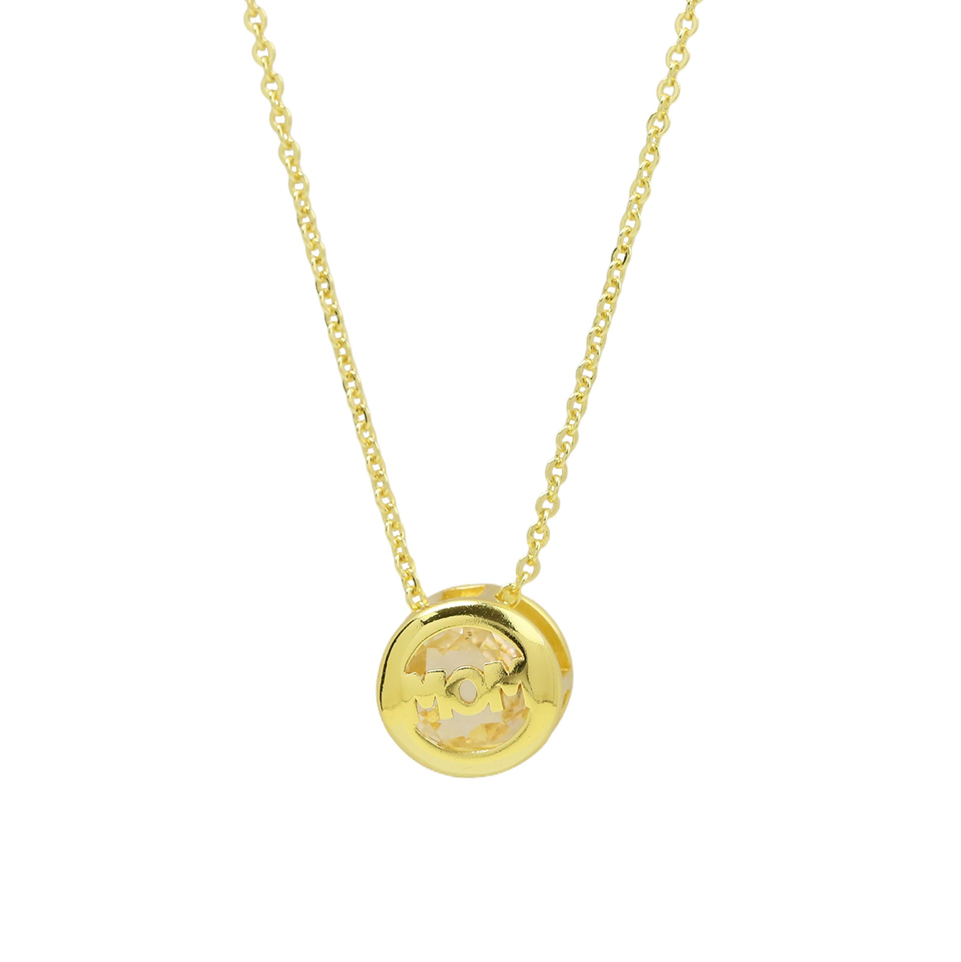 Wholesale Gold-Plated Brass " MOM"  Pendant with December Birthstone — Mother' s Day Gift