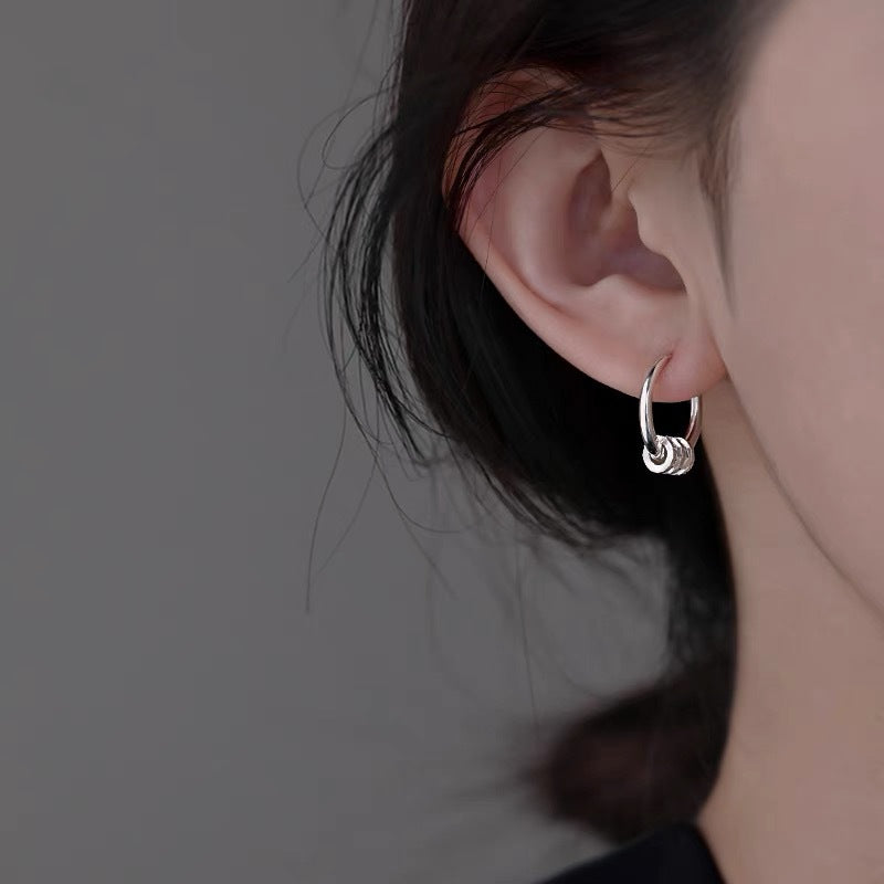 Wholesale S999 Sterling Silver Small Waist Ear Buckle Removable Two-Wear Simple Cylindrical Earrings