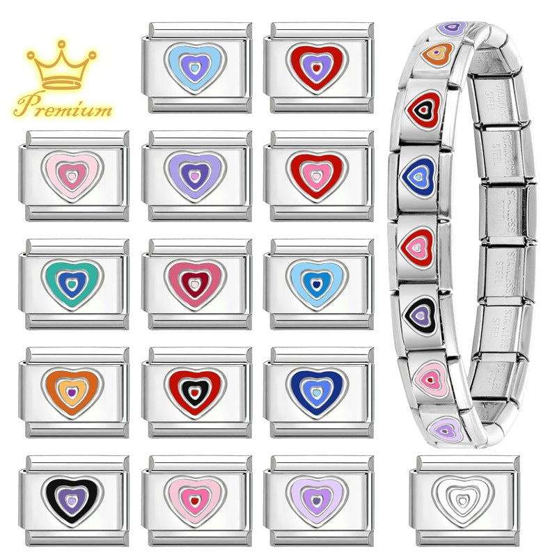 Wholesale Electroplated Stainless Steel Multicolor Heart Pendants DIY Jewelry Accessory