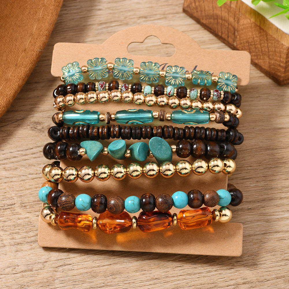 Wholesale 2PCS Retro multi-layered bracelet