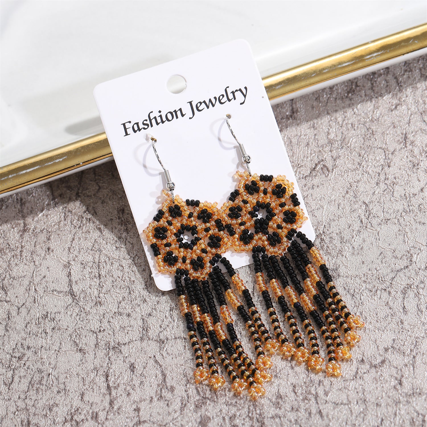 Wholesale Colorful Floral Long Tassel Drop Earrings Hand Woven Rice Beads Earrings ACC-ES-Zheq001