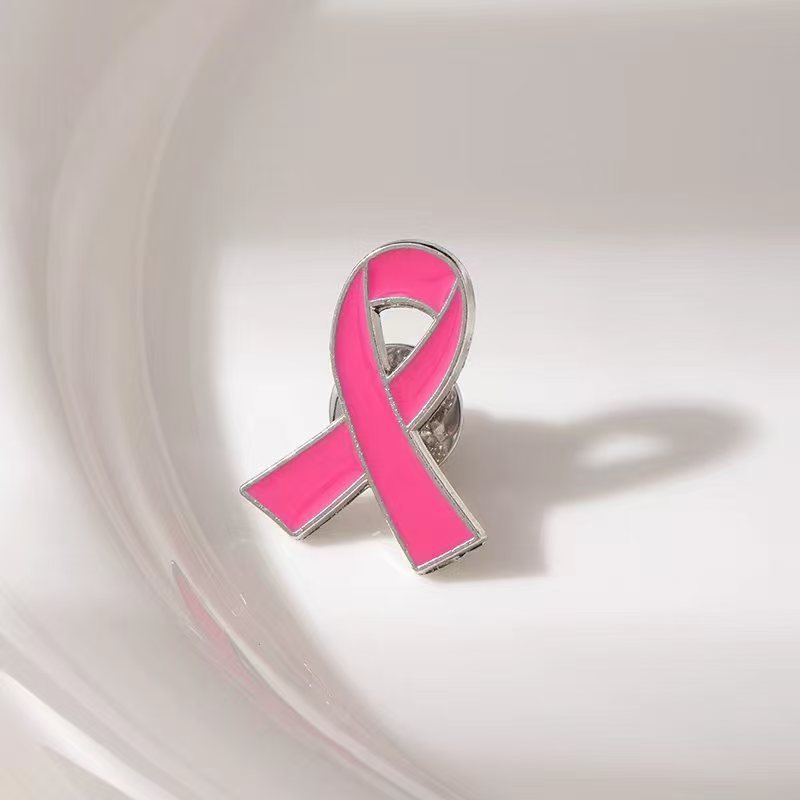 Wholesale Metal Oil-Drip Pink Collar Ribbon Brooch International Aids Badge Clothing Accessory