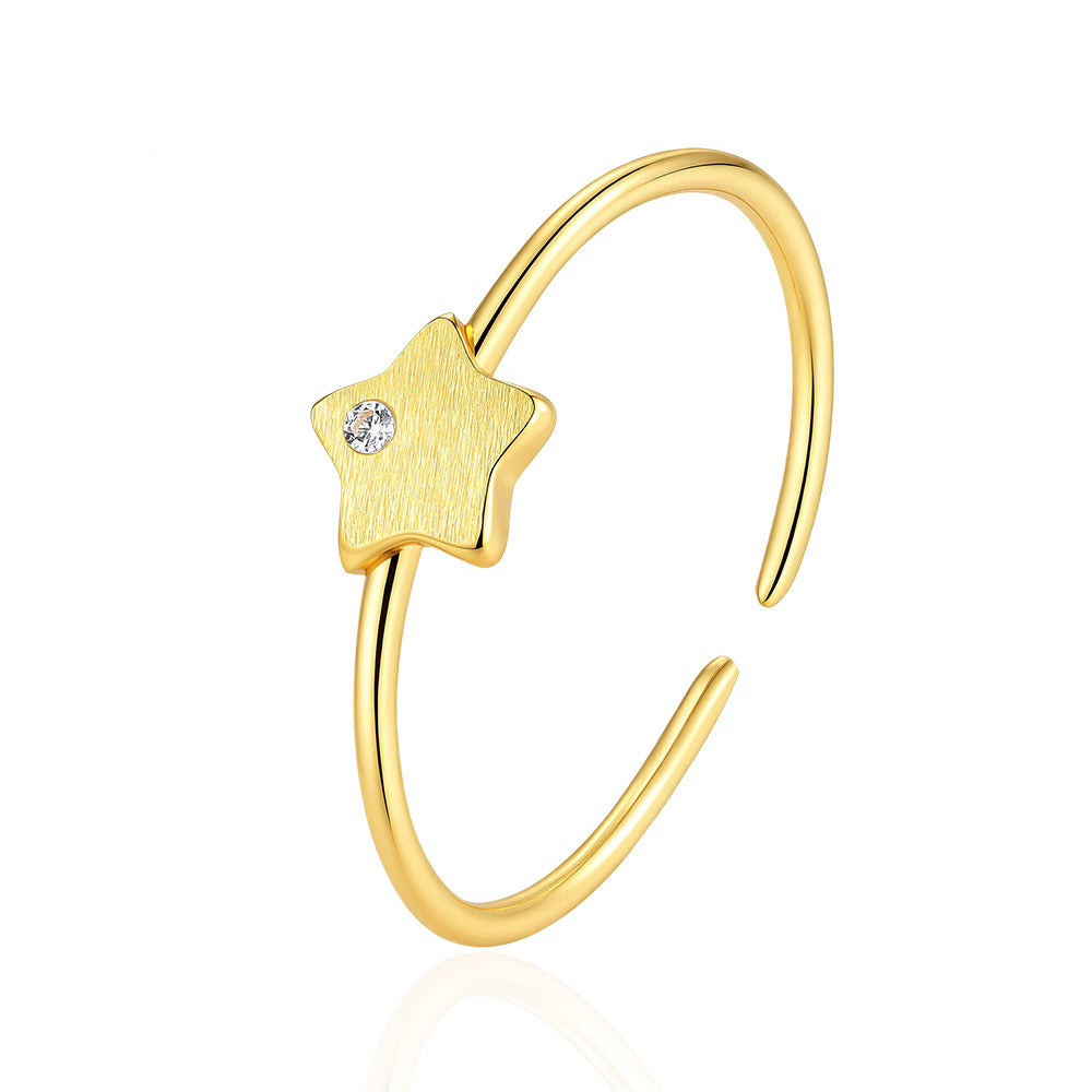 Wholesale Fashion Five Pointed Star Ring Set Stylish Copper Zircon Jewelry Chic Geometric Design Boutique Resale Accessory