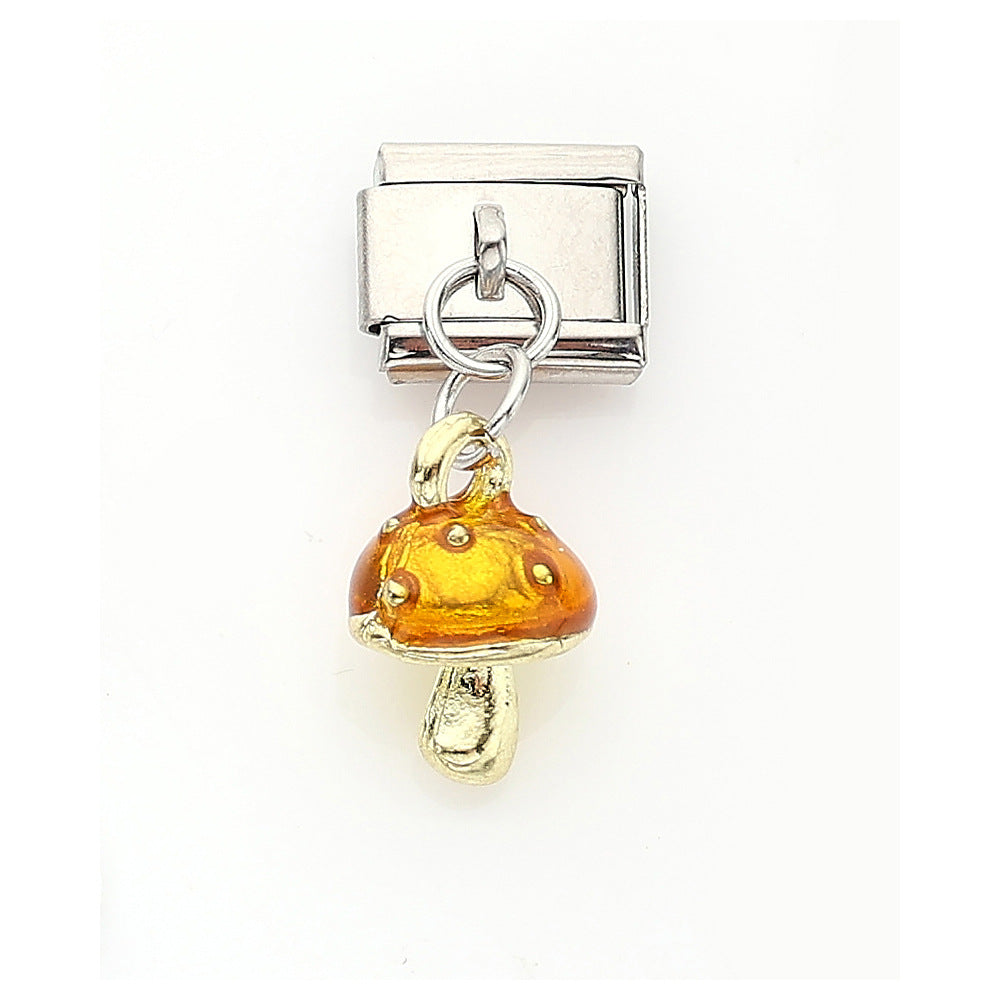 Wholesale 10pcs Italian Charm Bracelet 9mm DIY Splicing Cherry Pepper Flower Pendant Stainless Steel Composable Bracelet