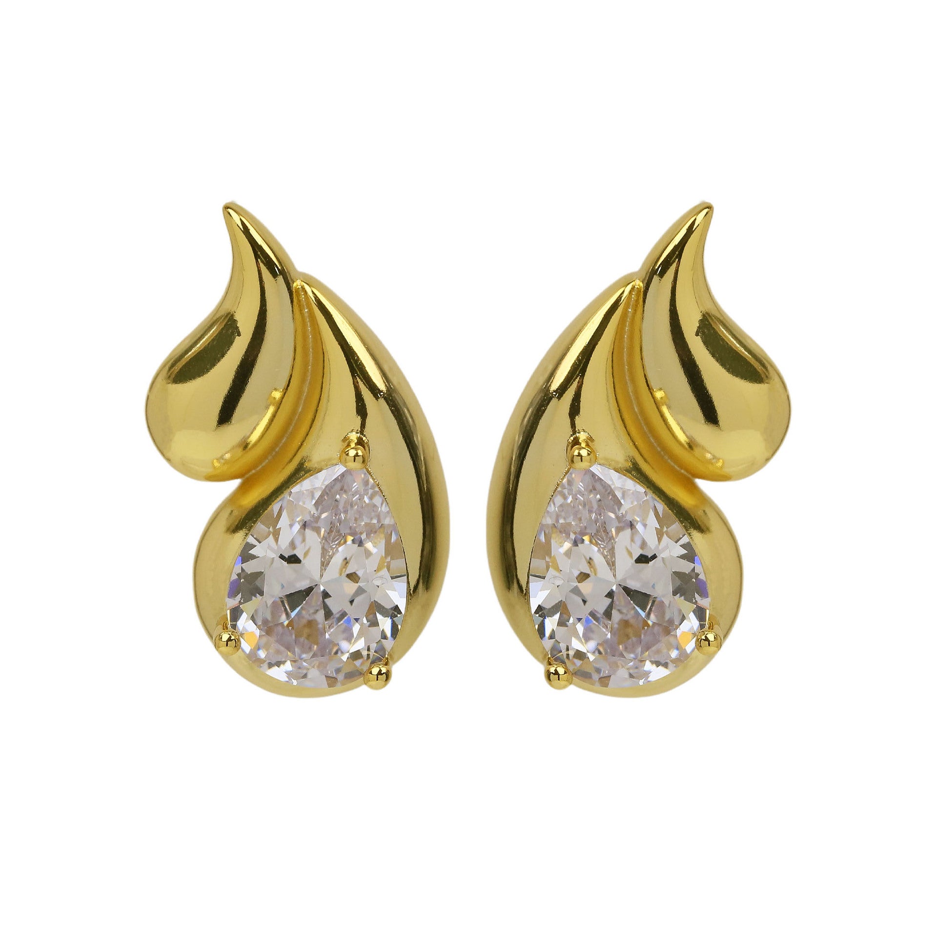 Wholesale  geometry 18K gold large zircon brass water drop earrings