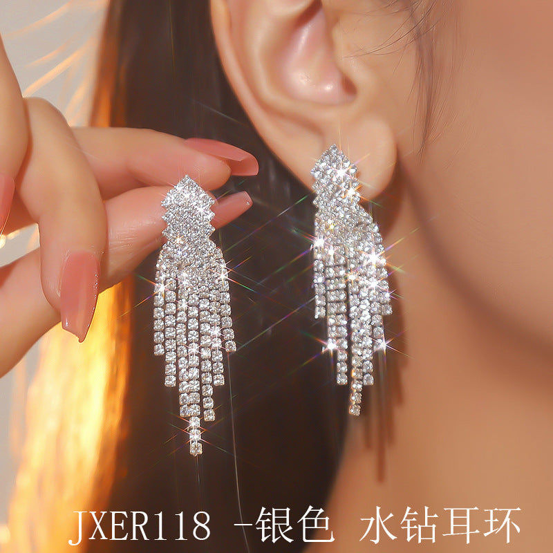 Wholesale Exaggerated  tassel diamond earrings