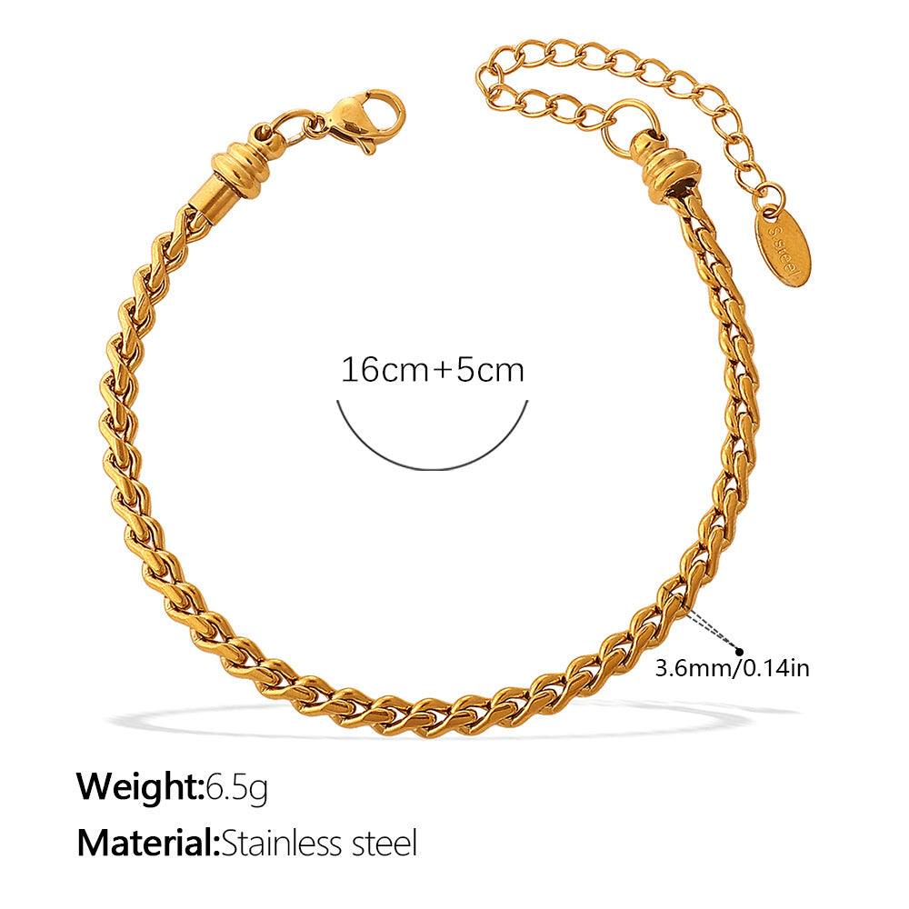 Wholesale Retro Accessible Luxury Stainless Steel 18K Texture Niche High-End Twist Snake Bone Wave Texture Shape Design Bracelet