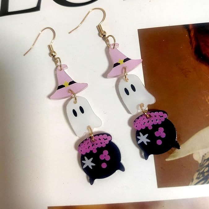 Wholesale  Ghost and Witch Hat Acrylic Earrings