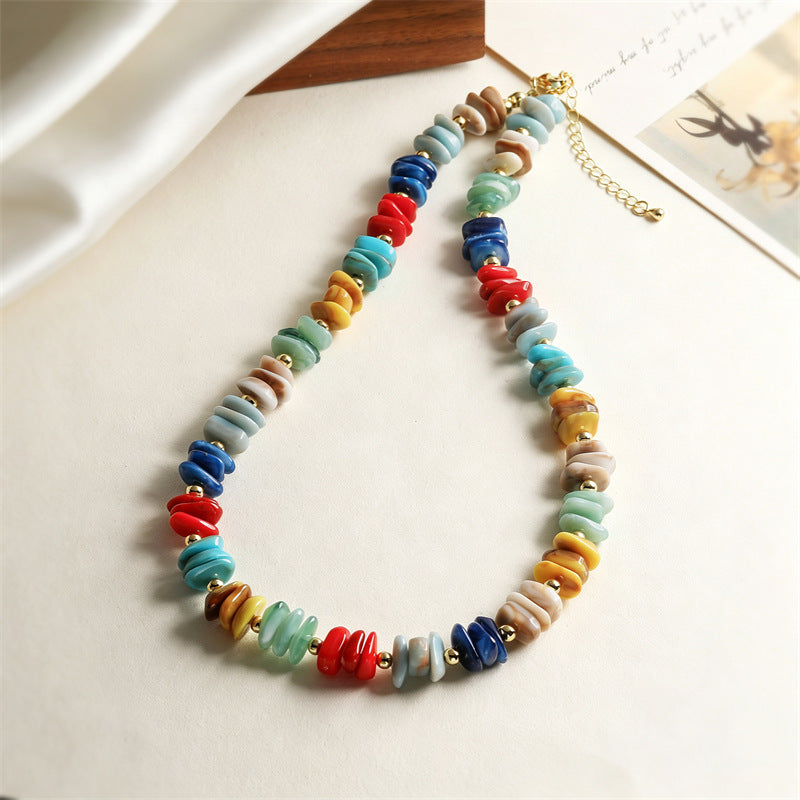 Wholesale Chic Handwoven Acrylic Bead Collarbone Necklace For Women Fashion Accessory Boutique Gift