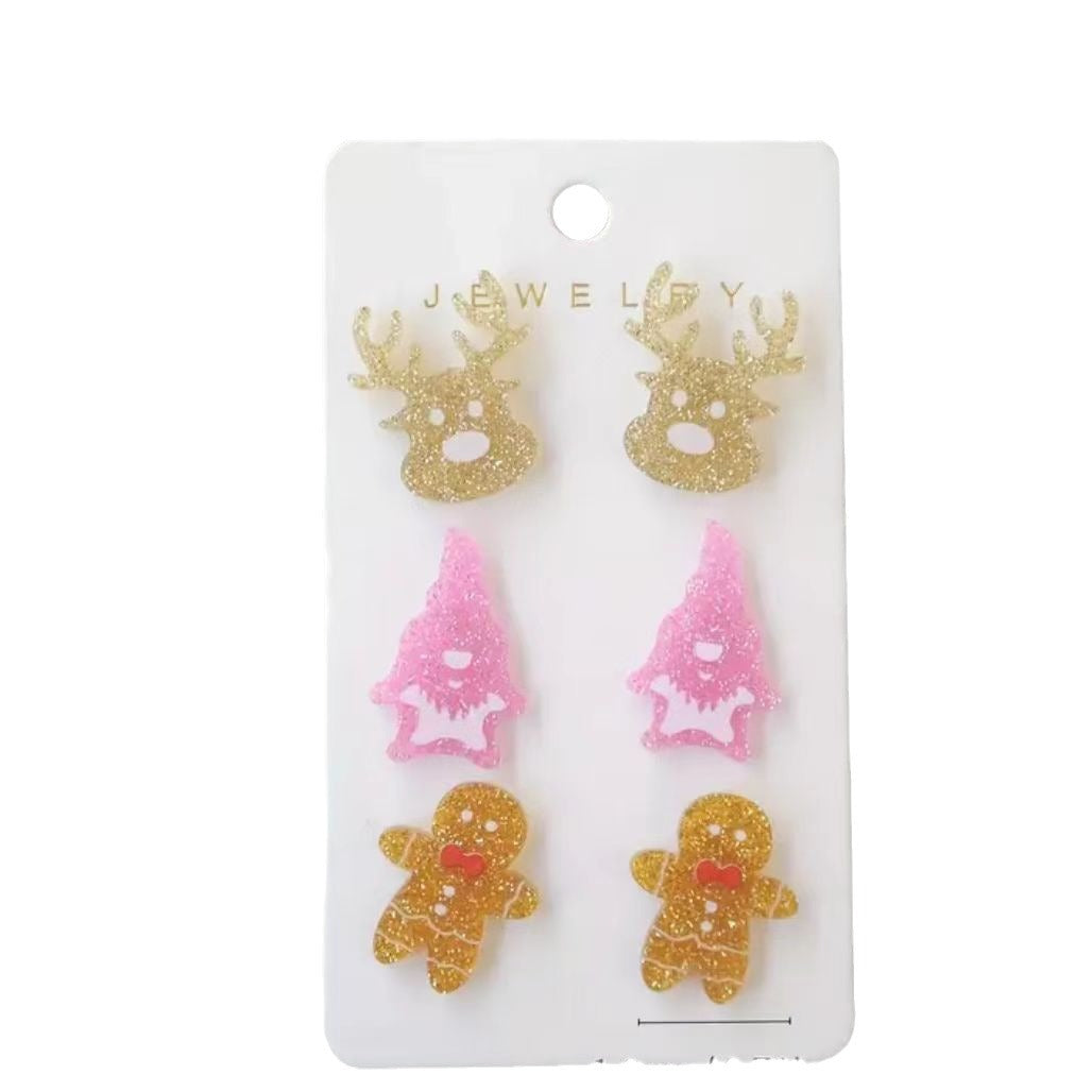 Wholesale Halloween Moon Bat Ghost Acrylic Earrings Three-piece Set ACC-ES-AnDao015