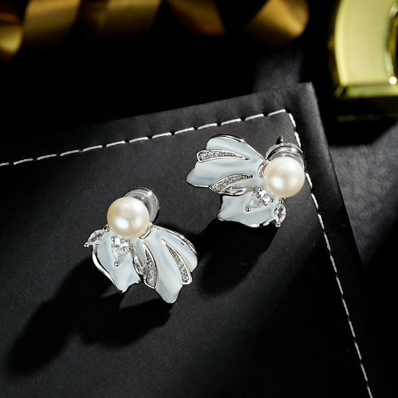 Wholesale S925 Silver Needle  Begonia Flower Earrings