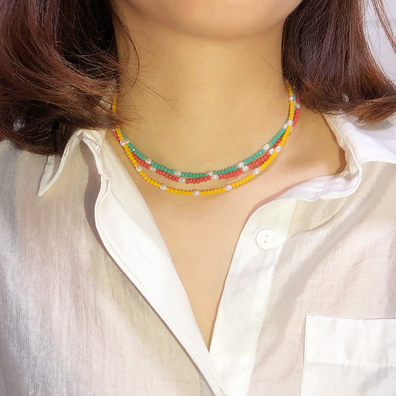 Wholesale multi-layer color crystal necklace