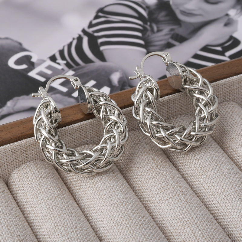Wholesale  Braided Twist O-Shaped Earrings