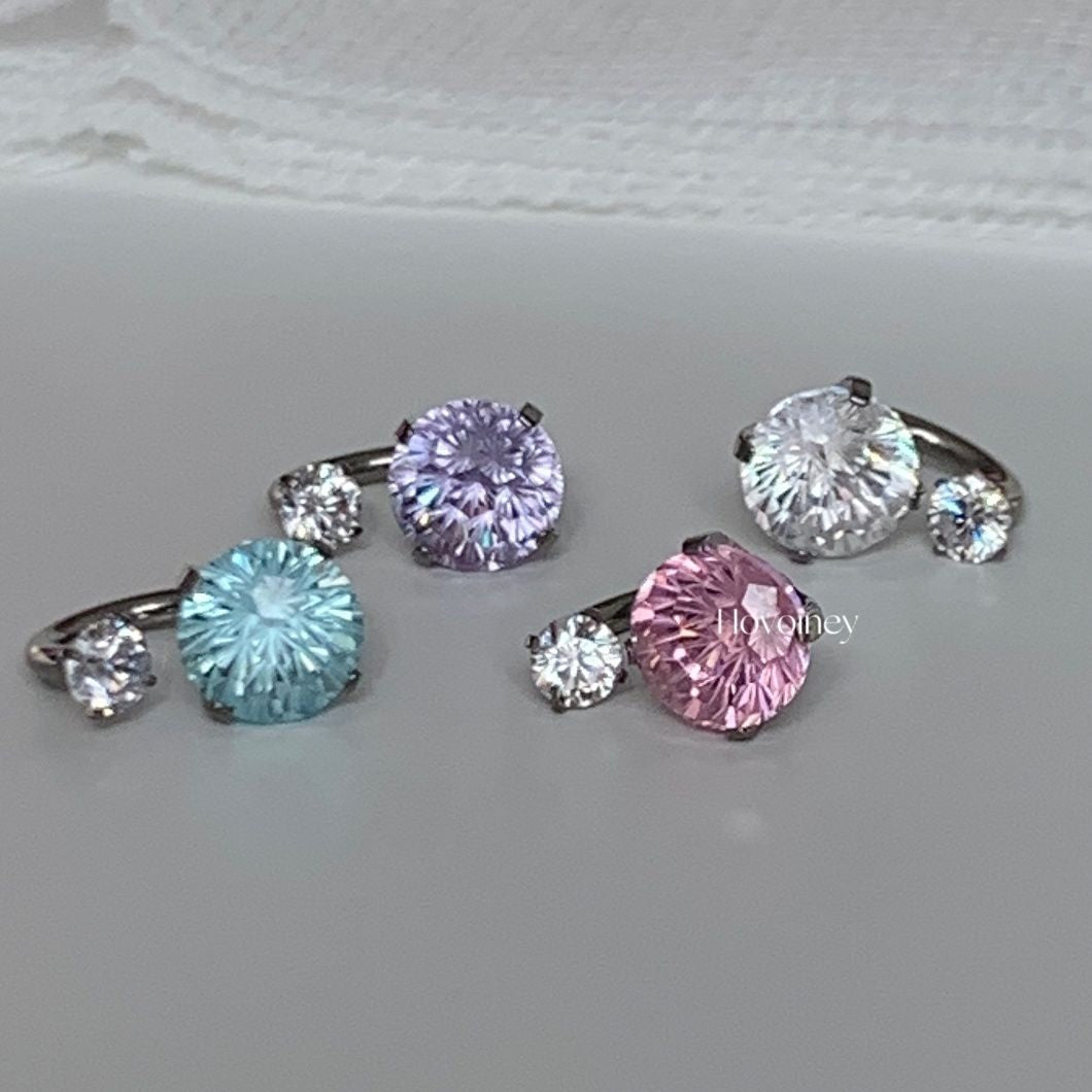 Wholesale Titanium Fireworks Zircon Horseshoe Ear Bone Earrings