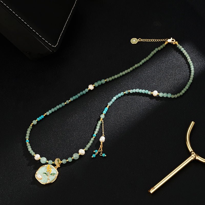 Wholesale Vintage Drop Glaze Flower Pendant Necklace