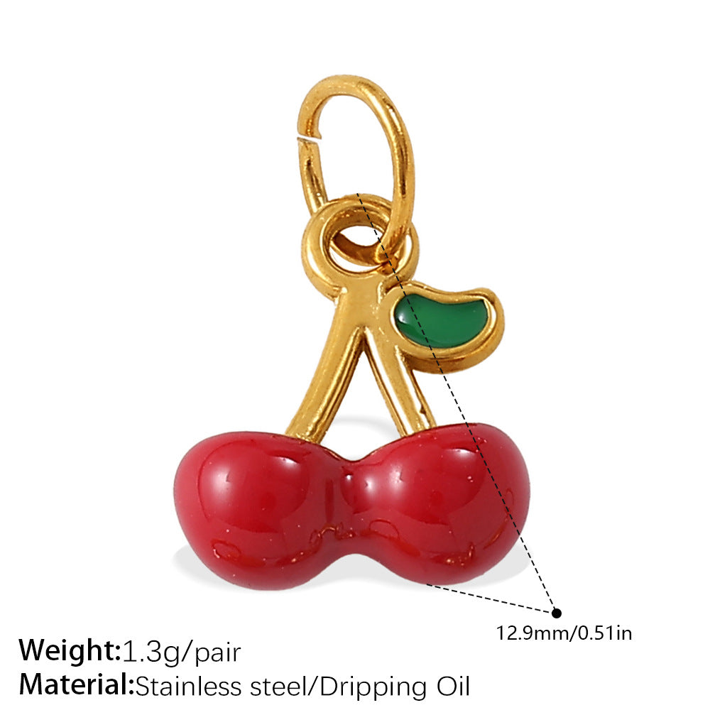 Wholesale Various Cherry Fruit Design Stainless Steel Pendants DIY Creative Bracelet Necklace Jewelry Pendant Bracelet
