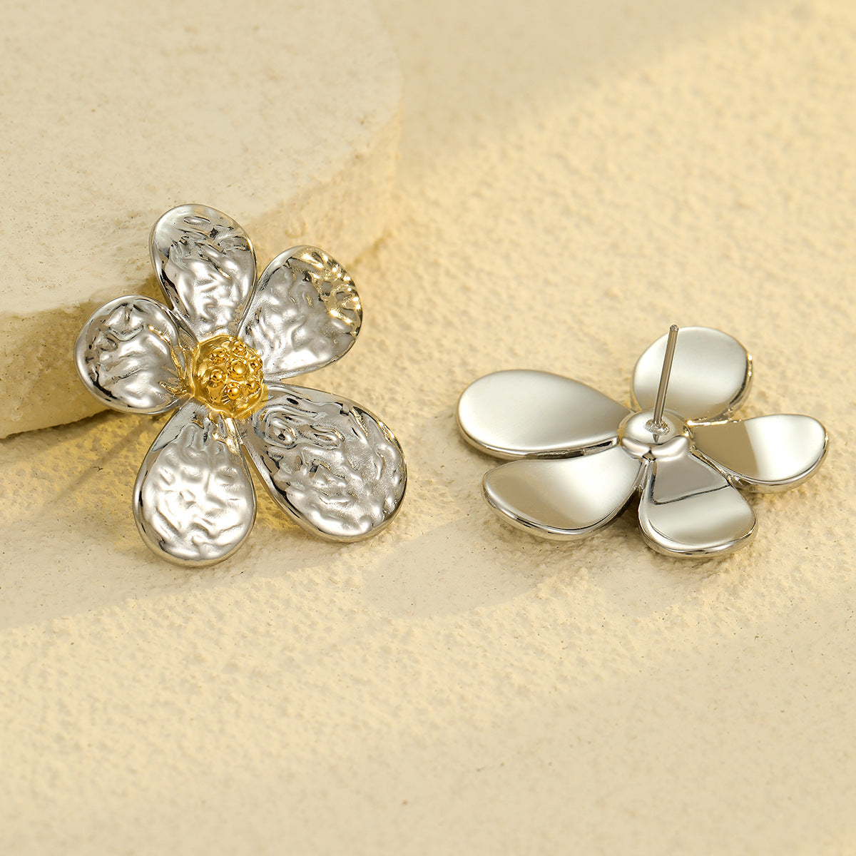 Wholesale stainless steel  color matching flower earrings five-petal flower earrings
