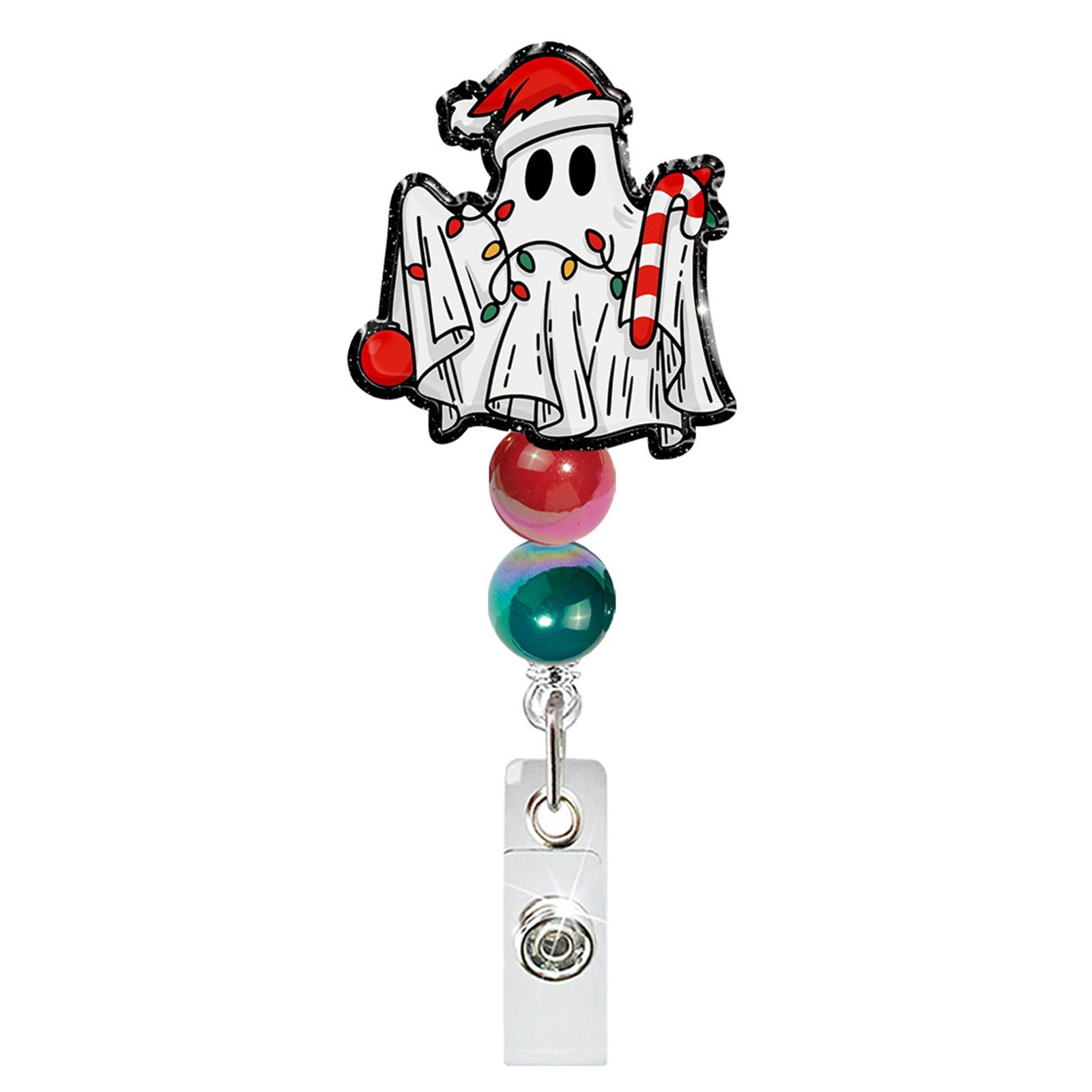 Wholesale Cute Christmas Beaded Acrylic Glitter  Badge Reels